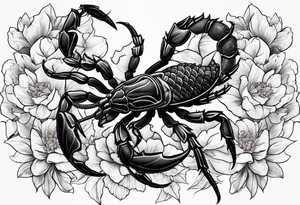 scorpion blood flowers tattoo idea
