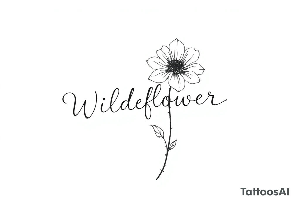 Wildflower written in stem of a flower tattoo idea