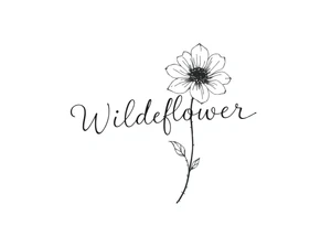 Wildflower written in stem of a flower tattoo idea