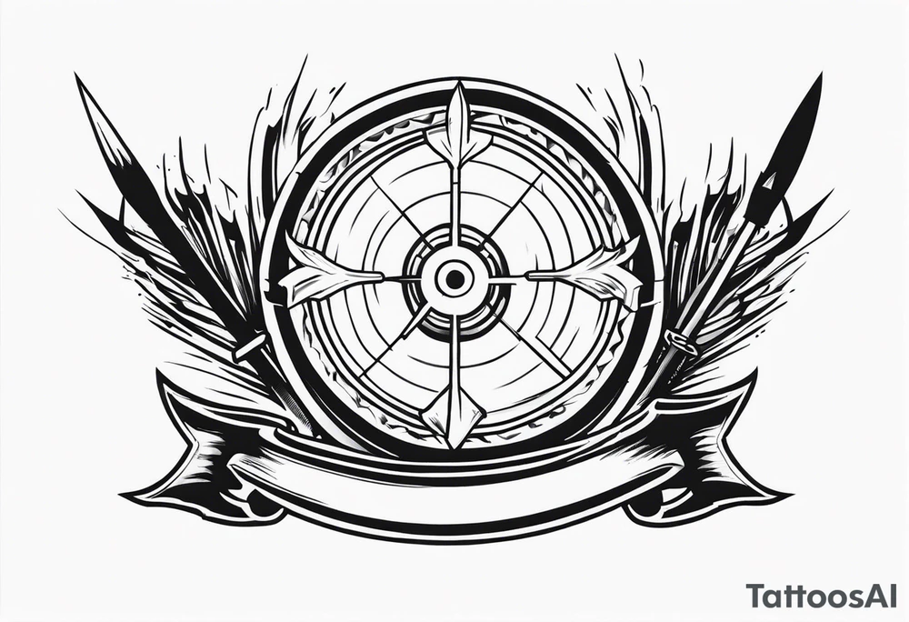 side veiw of flaming arrows hitting shield tattoo idea