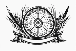 side veiw of flaming arrows hitting shield tattoo idea