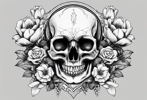 Tulip, Skull, hourglass all separate. With Amor Fati and Memento Mori in circled tattoo idea