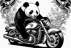panda riding a motorcycle tattoo idea