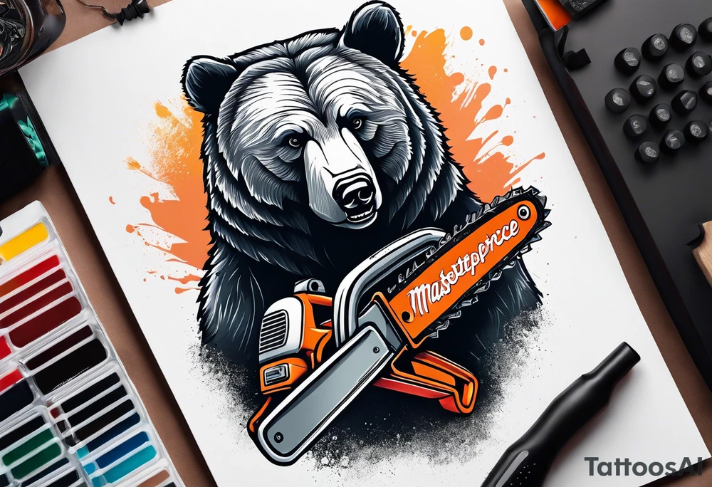 Bear with a chainsaw tattoo idea