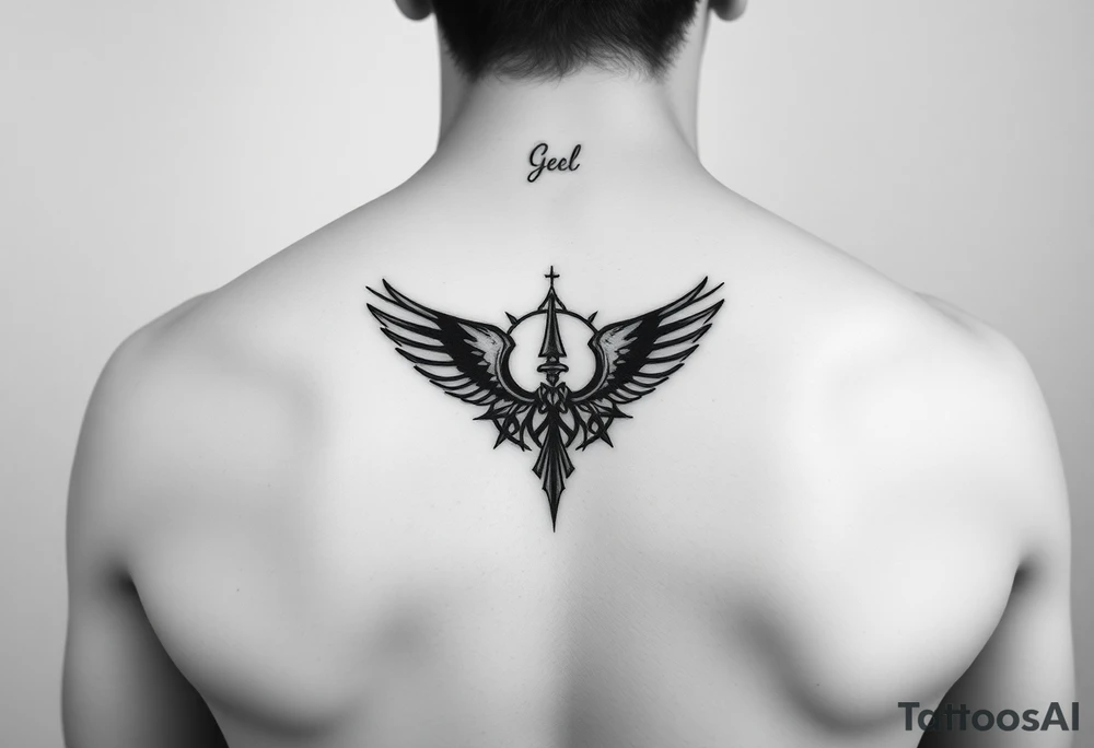 Create a minimalist black-ink tattoo design inspired by the philosophy of self-reliance and personal responsibility. The design should symbolize owning both successes and failures without crediting or blaming others, in an agnostic context. tattoo idea