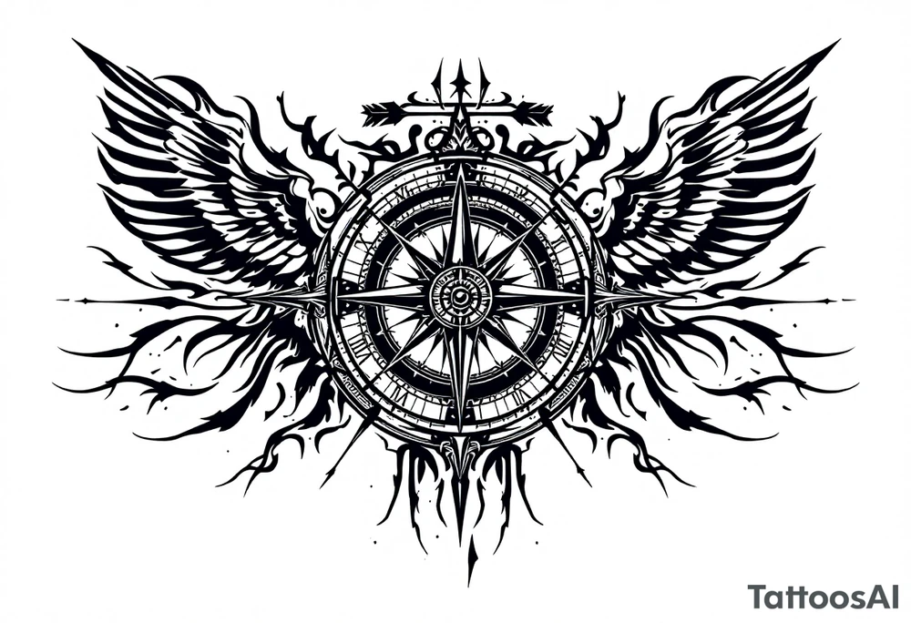 Rustic compass/clock with arrow tattoo idea