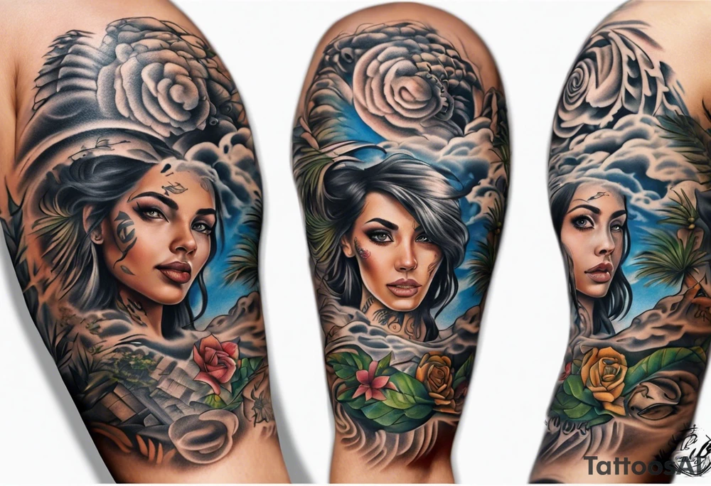 Metapan El Salvador theme half sleeve forearm tattoo idea