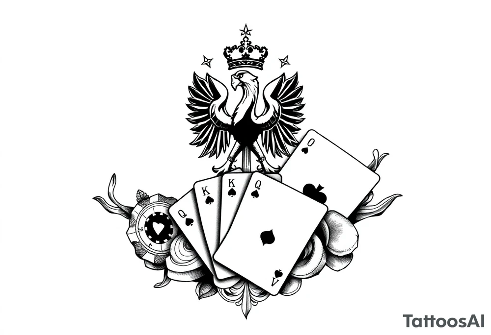 Poland symbol and poker cards Add casino money to it. tattoo idea