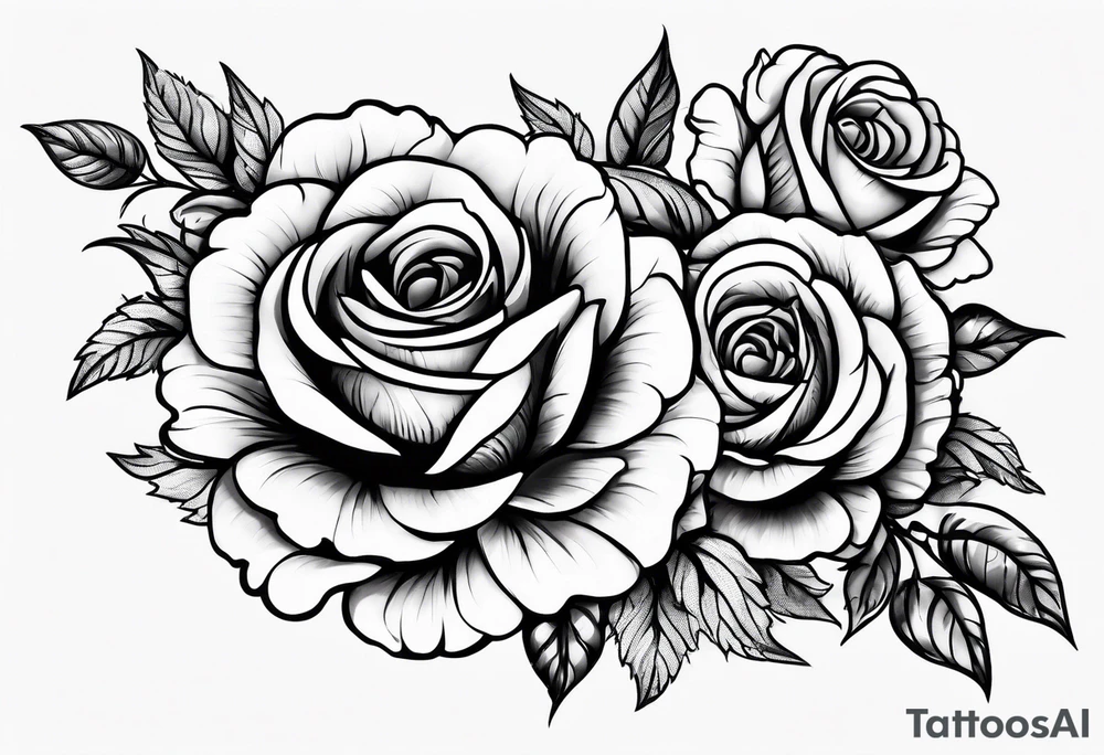 create a microrealism tattoo arm band with both roses and marigolds tattoo idea