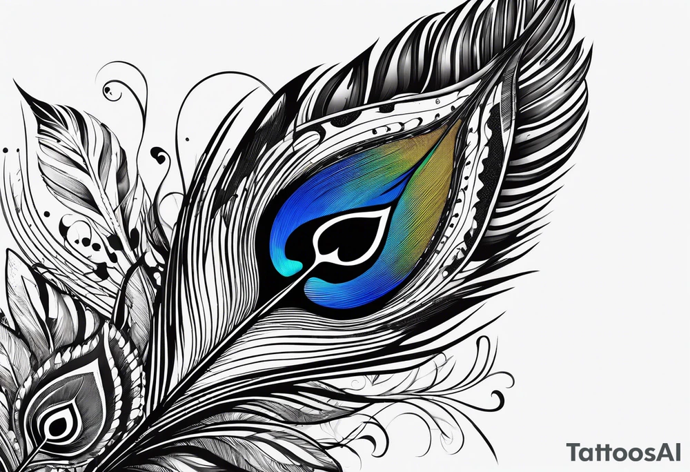 pen arrow peacock feather tattoo idea
