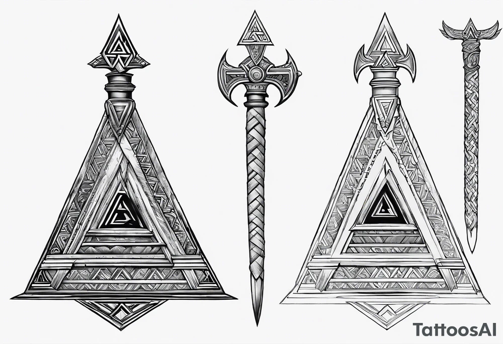 Valhalla steps Valknut sword tattoo idea