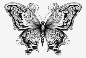 Tête de serpent papillon tattoo idea