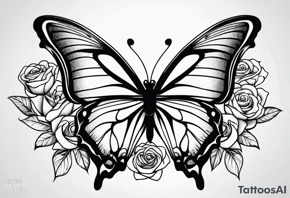 Butterfly roses as wings tattoo idea