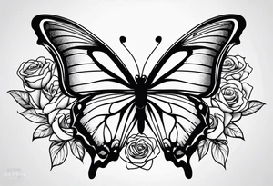 Butterfly roses as wings tattoo idea