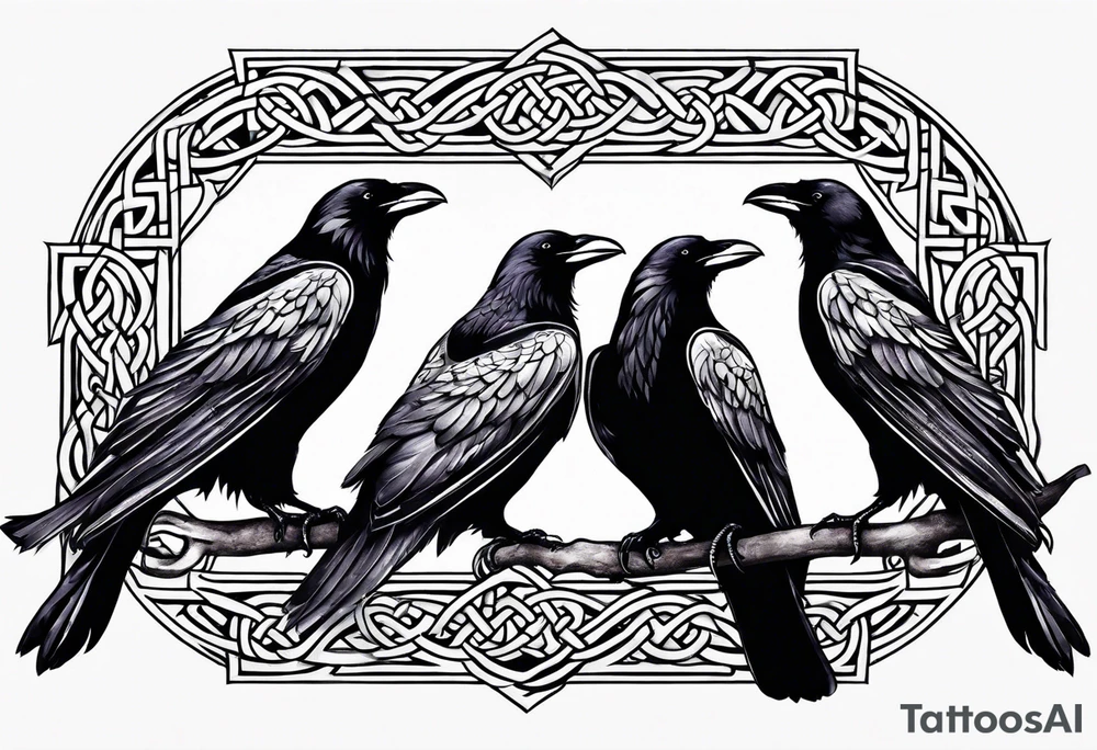 3 ravens made of Celtic knots tattoo idea