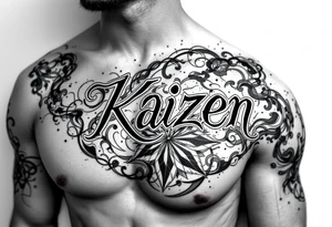 Right chest tattoo with the japanese word for Kaizen tattoo idea