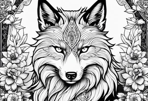a sit kitsune with six eyes tattoo idea