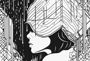 person under rain tattoo idea