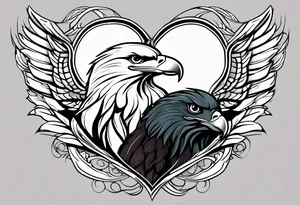 two bald eagles around a heart tattoo idea