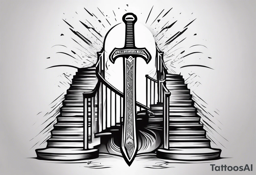Valhalla
sword stairs axe mist tattoo idea