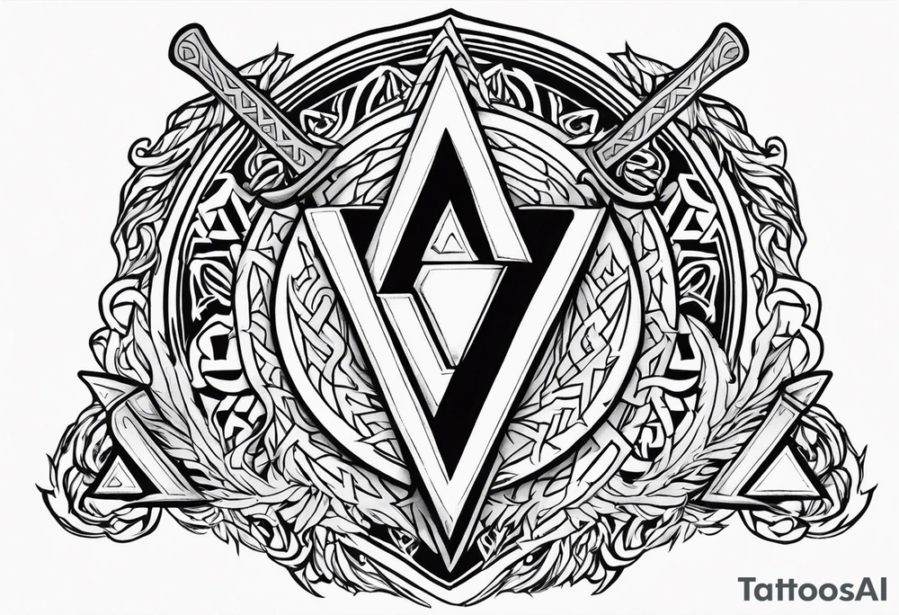 Valhalla
Sword shield valknut axe fire tattoo idea