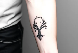 Sun and moon above tree of life tattoo idea