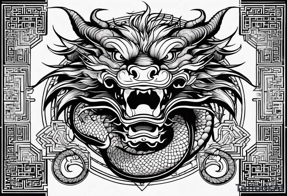 Chinese dragon in the shape of 0630 tattoo idea