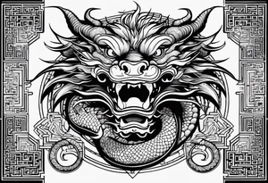 Chinese dragon in the shape of 0630 tattoo idea