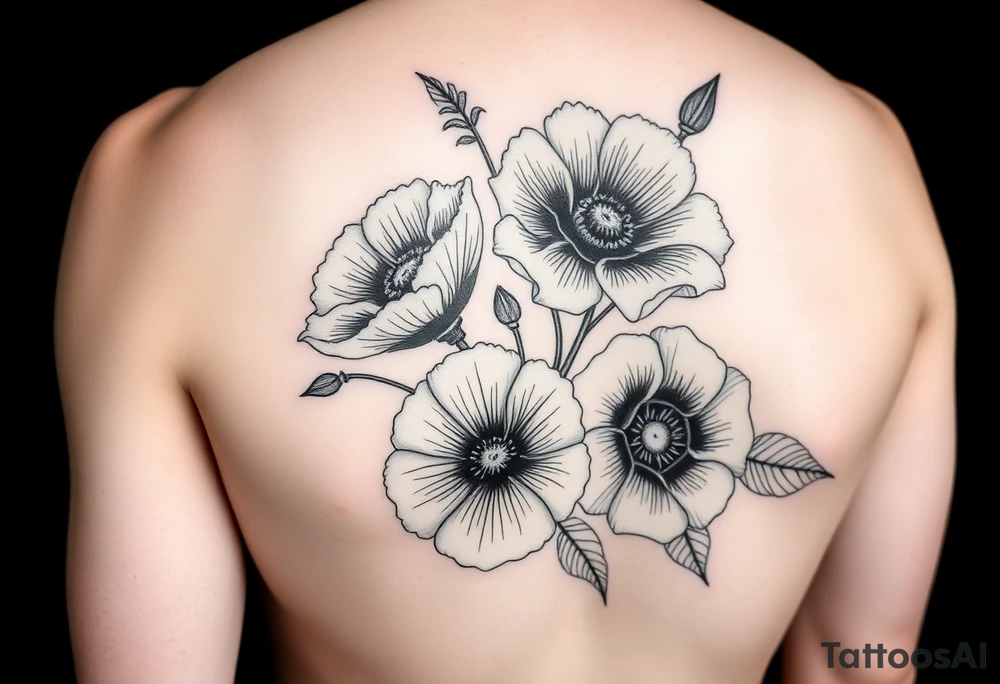 It will be a fore arm tattoo in the neo american traditional style. I want to incorporate a few different flowers: poppy's, morning glorys, narcisus tattoo idea