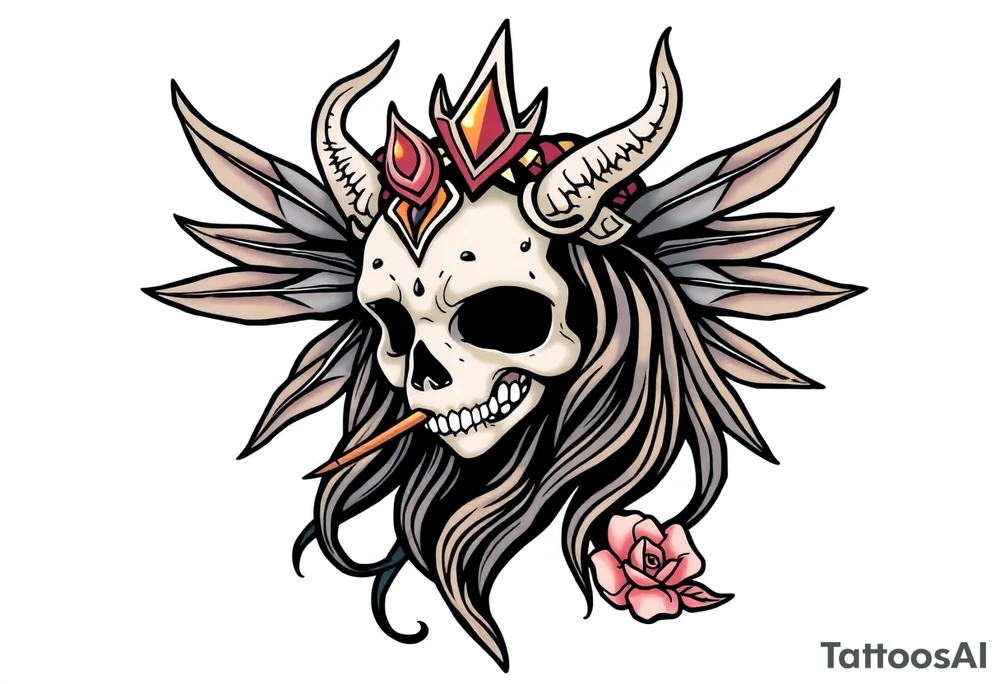 mystical  bringer of death giving life head tattoo idea