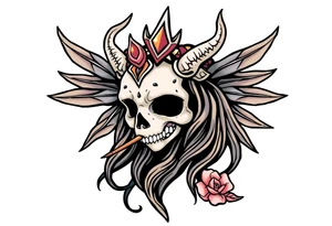 mystical  bringer of death giving life head tattoo idea