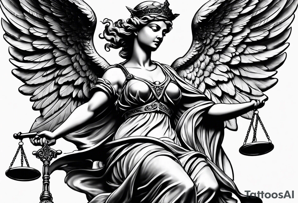 lady justice with wing tattoo idea