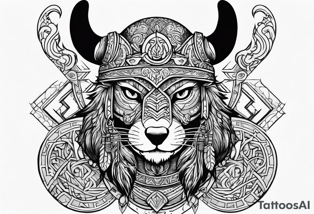 chinchilla viking warrior tattoo idea