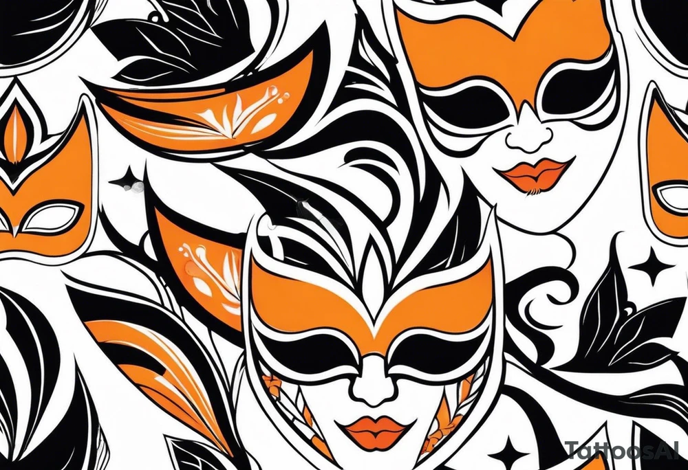 Masquerade mask that is orange and black tattoo idea