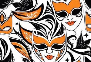 Masquerade mask that is orange and black tattoo idea