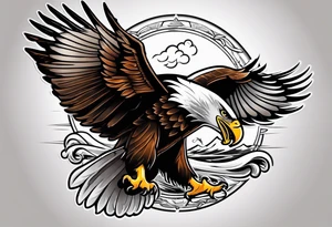 eagle flying with an oar tattoo idea