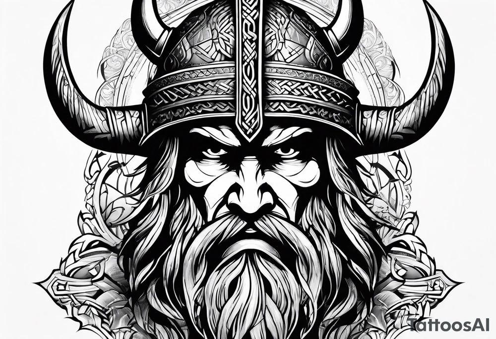 Viking silhouette with 6 blades tattoo idea