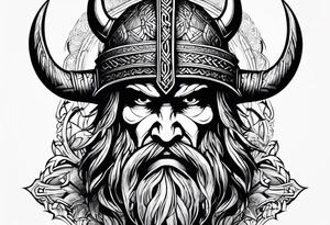 Viking silhouette with 6 blades tattoo idea