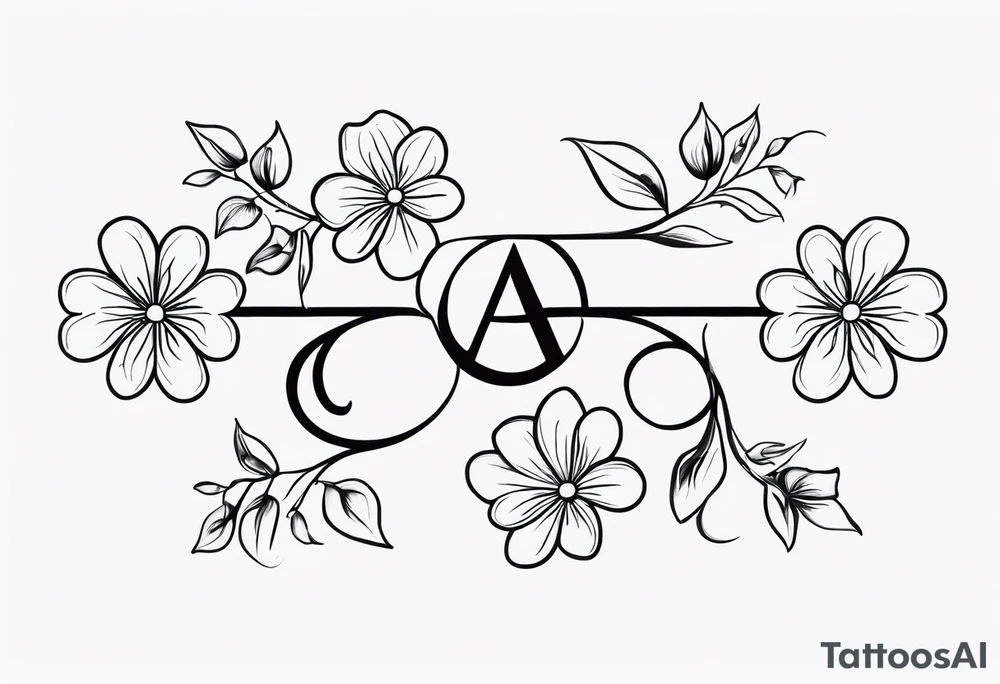 four flowers on a vine wrapping around the alcoholics anonymous logo tattoo idea