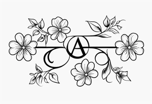 four flowers on a vine wrapping around the alcoholics anonymous logo tattoo idea