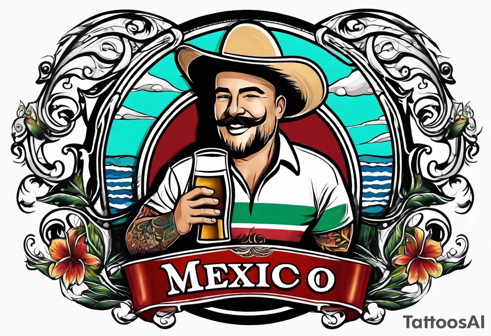 Golfing, wine, country music, Mexico, corona beer, surfing tattoo sleeve tattoo idea