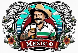 Golfing, wine, country music, Mexico, corona beer, surfing tattoo sleeve tattoo idea