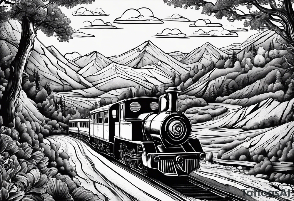 a traveler on a road that is less traveled with "Hark" in a banner tattoo idea