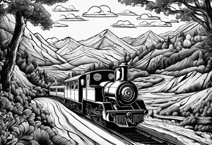 a traveler on a road that is less traveled with "Hark" in a banner tattoo idea