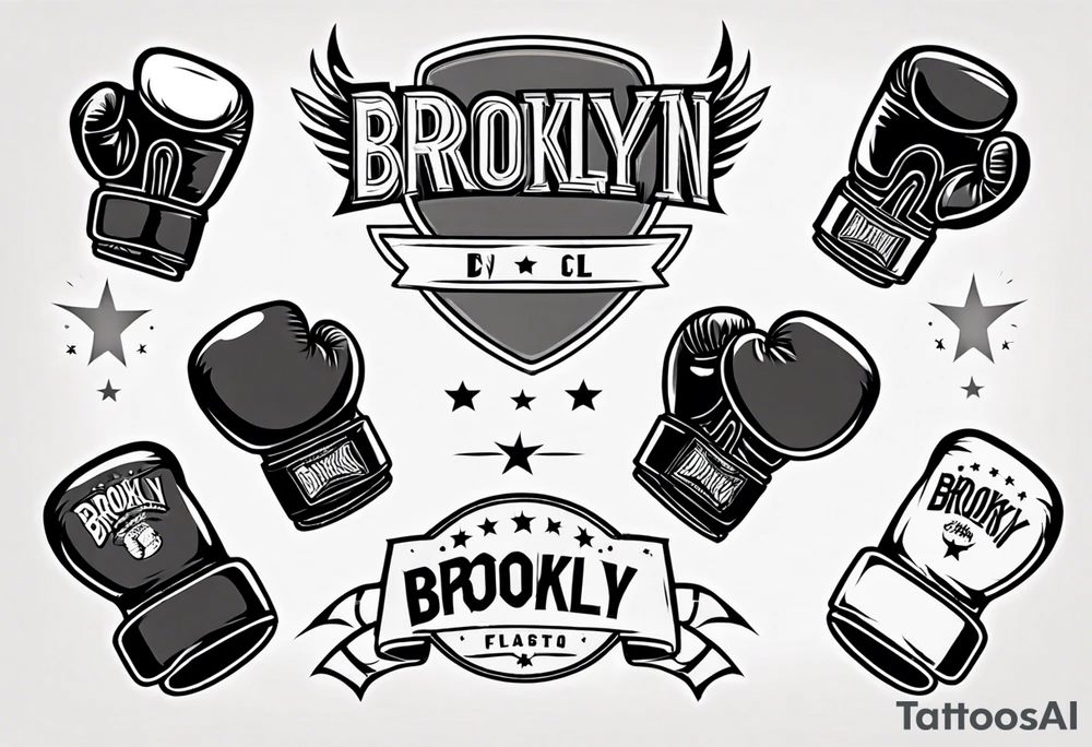 boxing gloves in cartoon style with Brooklyn wording tattoo idea