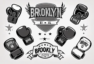 boxing gloves in cartoon style with Brooklyn wording tattoo idea