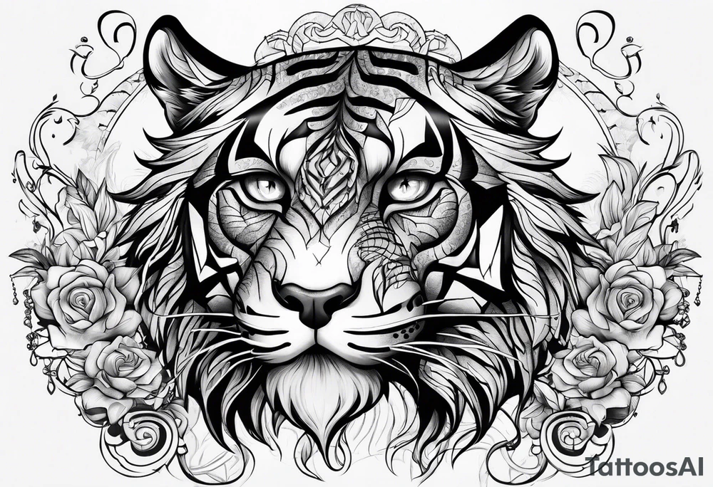 Loup tigre tattoo idea