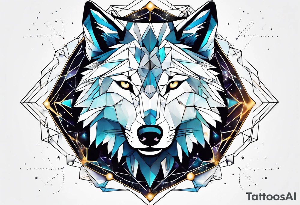 Constellation, two animal wolf, géométric tattoo idea