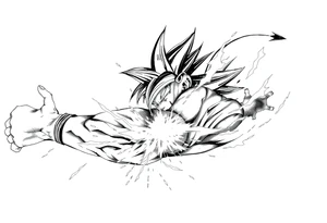 legendary dragonball z scene with energy aura and power effects tattoo idea