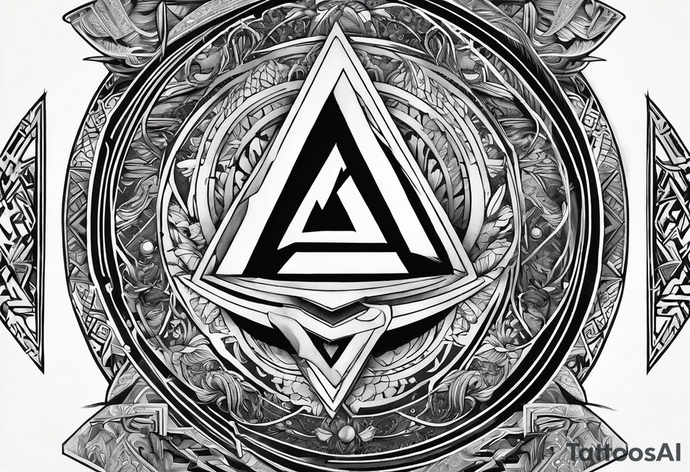 Valhalla sword shield stairs axe Valknut tattoo idea